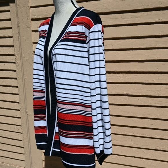 CJ Banks Multicolor Stripes Open Front Cardigan Sweater Women's Plus Size 1X - Picture 6 of 12
